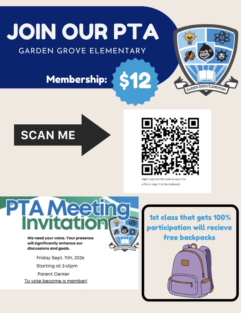 PTA Meeting 9/11/26 @2:45pm